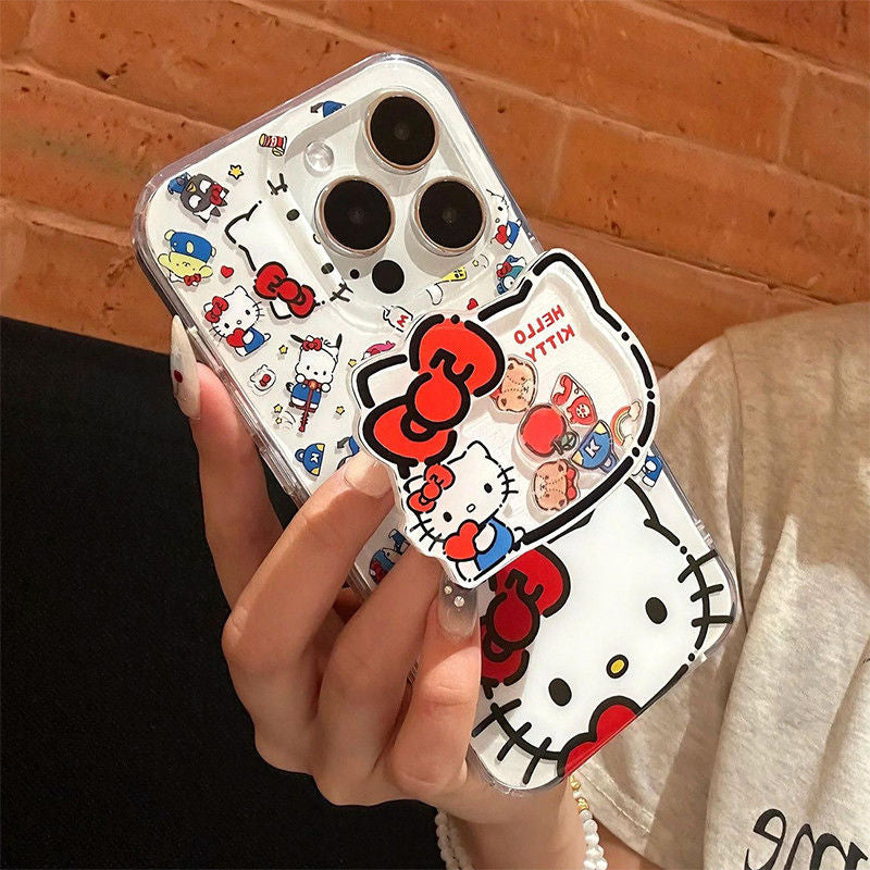 スマホケース 可愛らしさが溢れるハローキティが、ぐるぐると揺れるユニークなラシャーデザインで登場 耐衝撃・防振性能に優れ、高級感あふれるスマホケースで、iPhone に対応