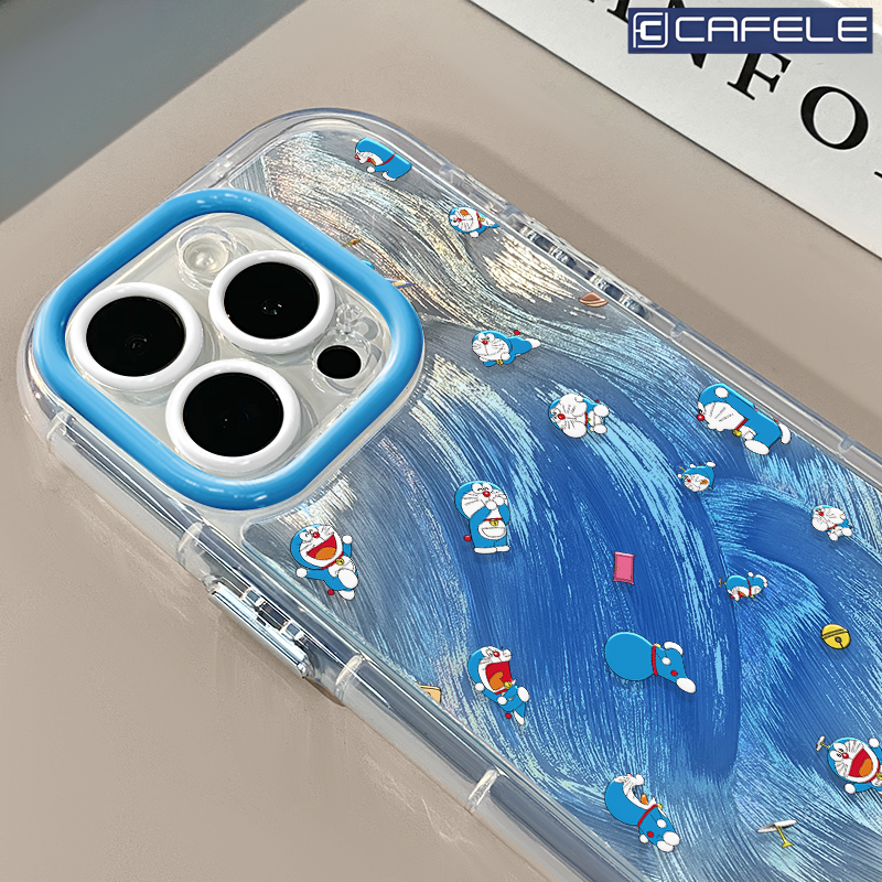 スマホケース  ドラえもんのブレンドテーマ、  耐衝撃・防振性能に優れ、高級感あふれるスマホケースで、iPhone に対応