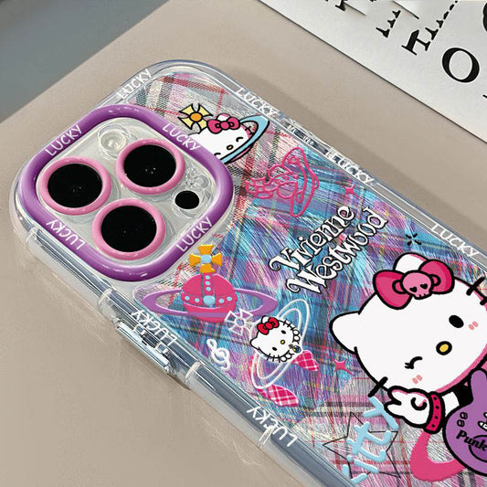 スマホケース  ロックヘローキティテーマ、  耐衝撃・防振性能に優れ、高級感あふれるスマホケースで、iPhone に対応