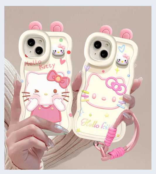 スマホケース  萌える要素がたっぷりのハローキティスマホケース  耐衝撃・防振性能に優れ、高級感あふれるスマホケースで、iPhone に対応