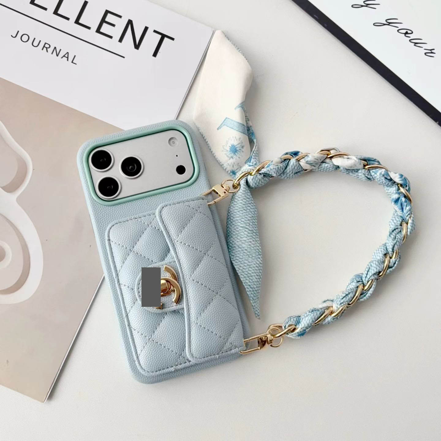 #536 スマホケース リボンブレスレット付き カード収納付き 耐衝撃・防振性能に優れ、iPhoneに対応