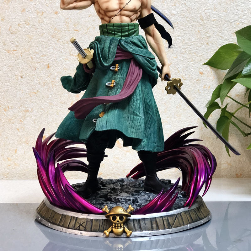 One Piece Series Roronoa Zoro Figurine Model with 2 interchangeable heads