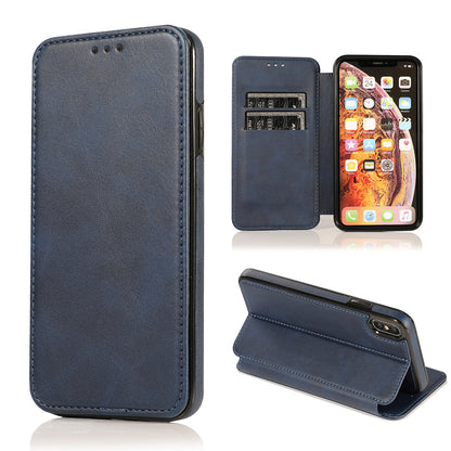 手帳型スマホケース  1 体で 3 つの機能を兼ね備えた、  耐衝撃・防振性能に優れ、高級感あふれるスマホケースで、iPhone に対応