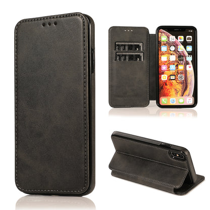 手帳型スマホケース  1 体で 3 つの機能を兼ね備えた、  耐衝撃・防振性能に優れ、高級感あふれるスマホケースで、iPhone に対応