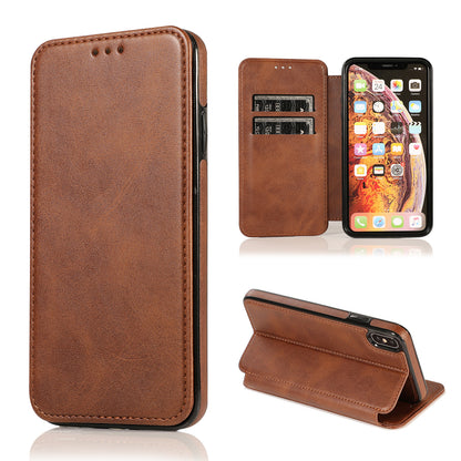 手帳型スマホケース  1 体で 3 つの機能を兼ね備えた、  耐衝撃・防振性能に優れ、高級感あふれるスマホケースで、iPhone に対応