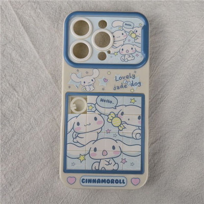 スマホケース  多彩なカートゥーンキャラクターがパズル状テーマ  耐衝撃・防振性能に優れ、高級感あふれるスマホケースで、iPhone に対応