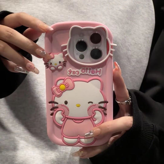 スマホケース  ハローキティ ピンチするだけで幸せが膨らむテーマ  耐衝撃・防振性能に優れ、高級感あふれるスマホケースで、iPhone に対応