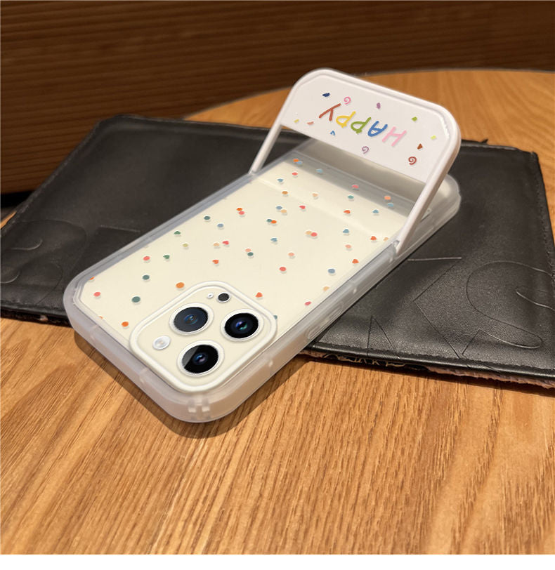 Colorful dot pattern, luxurious smartphone case with stand, compatible with iPhone