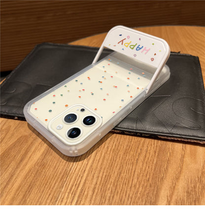 Colorful dot pattern, luxurious smartphone case with stand, compatible with iPhone