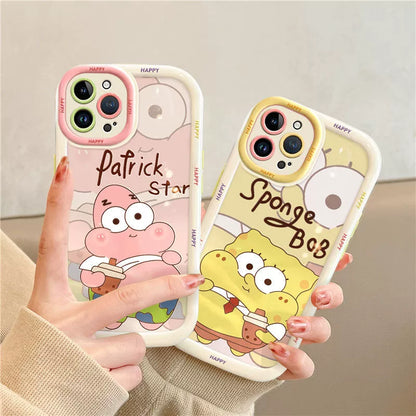 Patrick and Spongebob design, excellent shock and vibration resistance, luxurious smartphone case, compatible with iPhone