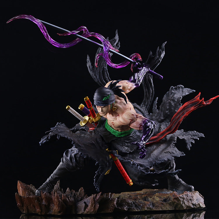 One Piece Series One-Sword Style Blood-Soaked Zoro Anime Model Figurine Height approx. 28cm (Limited Edition)