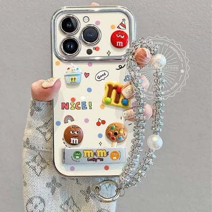 Three-dimensional MM bean luxurious smartphone case with drawstring for iPhone