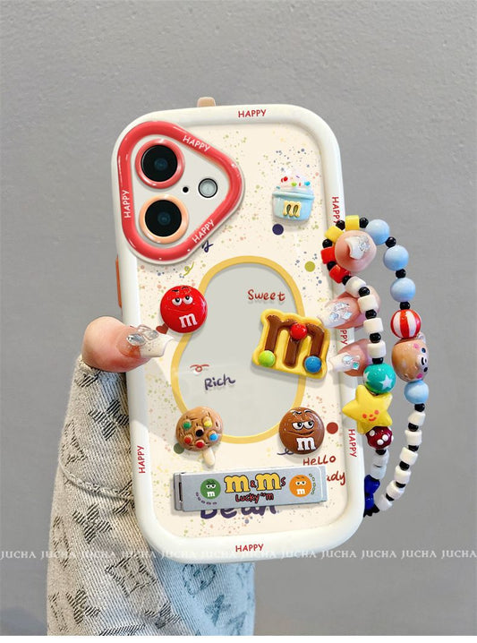 Three-dimensional coffee bean design, luxurious bracelet, stand, smartphone case, compatible with iPhone