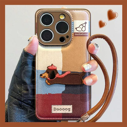 Colorful color block design, luxurious smartphone case with drawstring, compatible with iPhone