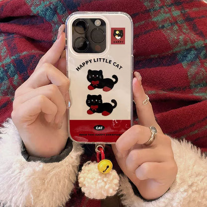 A cat wearing red socks design, excellent shock and vibration resistance, luxurious smartphone case with accessories, compatible with iPhone