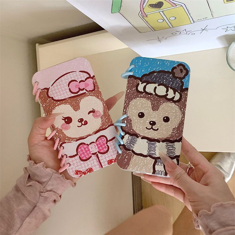 Duffy Bear Cute Foldable Notebook Couple Smartphone Case Compatible with iPhone