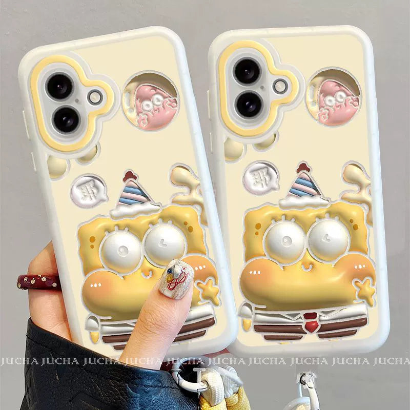 Spongebob design, luxurious smartphone case with drawstring, compatible with iPhone