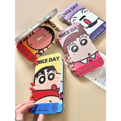 Crayon Shin-chan character soft foldable notebook type smartphone case compatible with iPhone