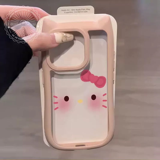 Hello Kitty design, made of silicone, highly shock-resistant, luxurious smartphone case with drawstring, compatible with iPhone