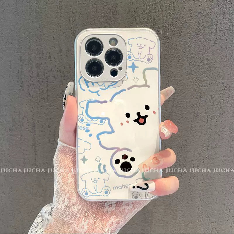 Line design dog design, excellent shock and vibration resistance, luxurious smartphone case, compatible with iPhone