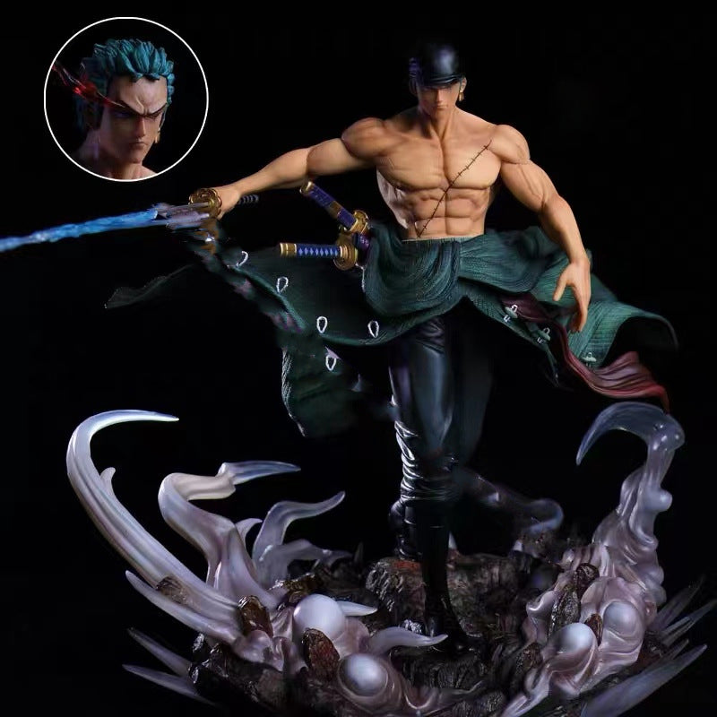 One Piece Series Zoro Figure Ornament Large Size Zoro Model Double Head Switching Type