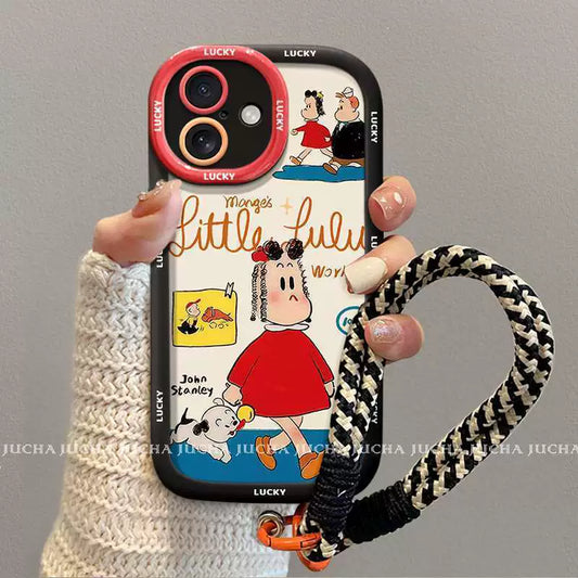 Lulu character design, luxurious smartphone case with drawstring, compatible with iPhone