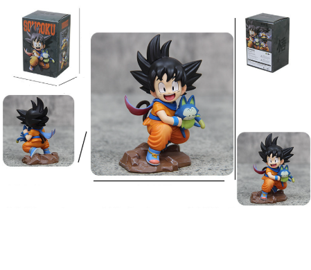 Dragon Ball Series Figure Q Version Goku Holding a Car Case Figurine Anime Model Doll Figure