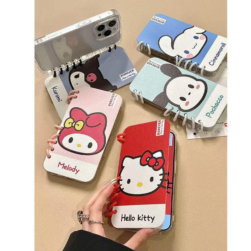 本型スマホケース  ハローキティテーマ 手帳型スマホケース  キャラクターの柔らかい 折りたたみ式 ノート型 スマホケース  iPhone に対応