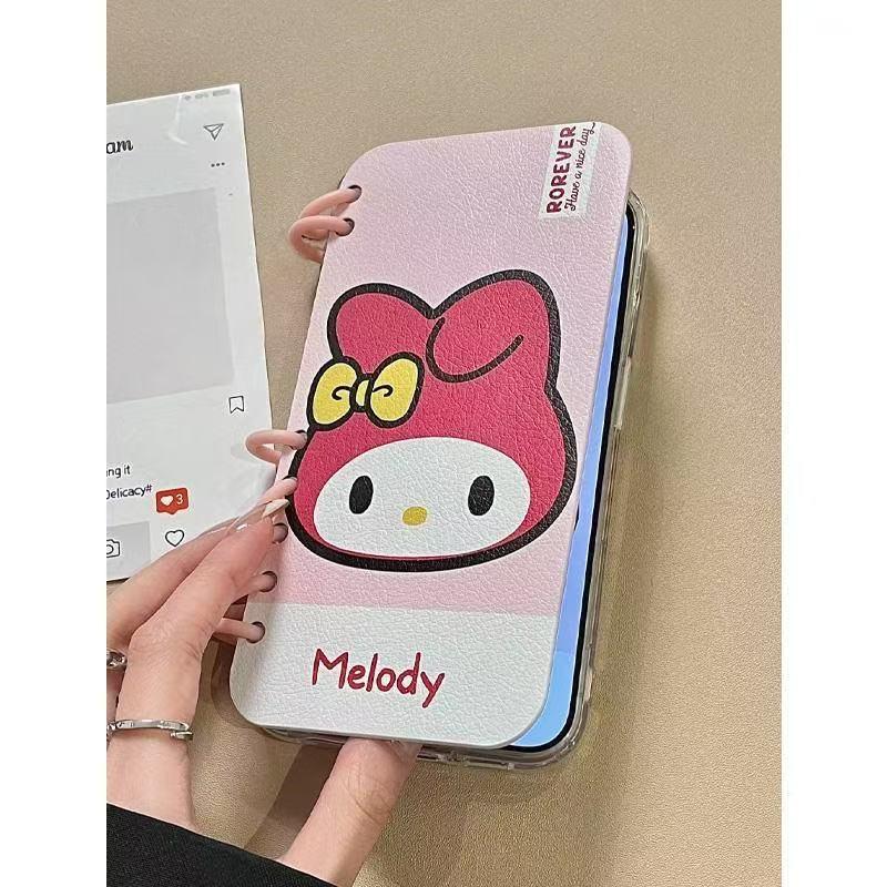 本型スマホケース  ハローキティテーマ 手帳型スマホケース  キャラクターの柔らかい 折りたたみ式 ノート型 スマホケース  iPhone に対応