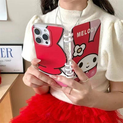 本型スマホケース ハローキティテーマ 手帳型スマホケース  キャラクターの柔らかい 折りたたみ式 ノート型 スマホケース  iPhone に対応