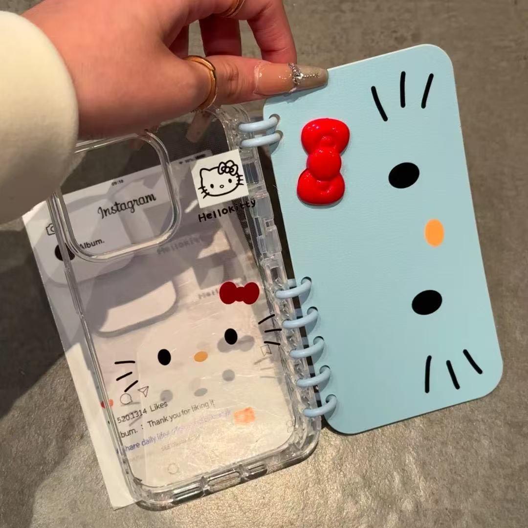本型スマホケース  ハローキティテーマ 手帳型スマホケース キャラクターの柔らかい 折りたたみ式 ノート型 スマホケース  iPhone に対応