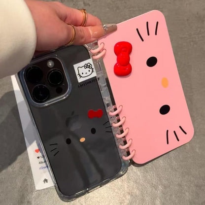 本型スマホケース  ハローキティテーマ 手帳型スマホケース キャラクターの柔らかい 折りたたみ式 ノート型 スマホケース  iPhone に対応