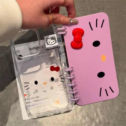 本型スマホケース  ハローキティテーマ 手帳型スマホケース キャラクターの柔らかい 折りたたみ式 ノート型 スマホケース  iPhone に対応