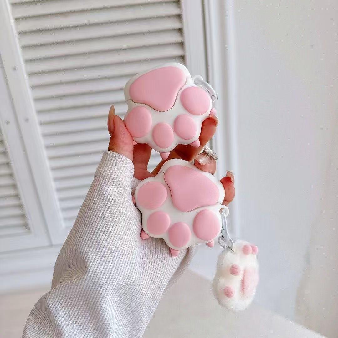 イヤホン保護カバー    超大人気 ピンクの猫掻き デザイン イヤホンケース