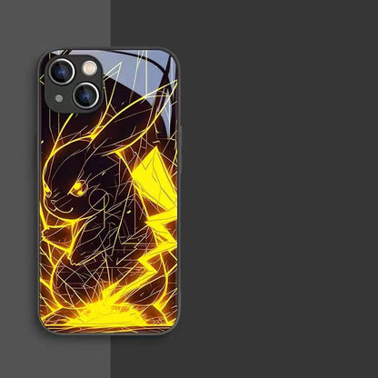 スマホケース  ポケモンがガラス质感の舞台に登場！  耐衝撃・防振性能に優れ、高級感あふれるスマホケースで、iPhone に対応