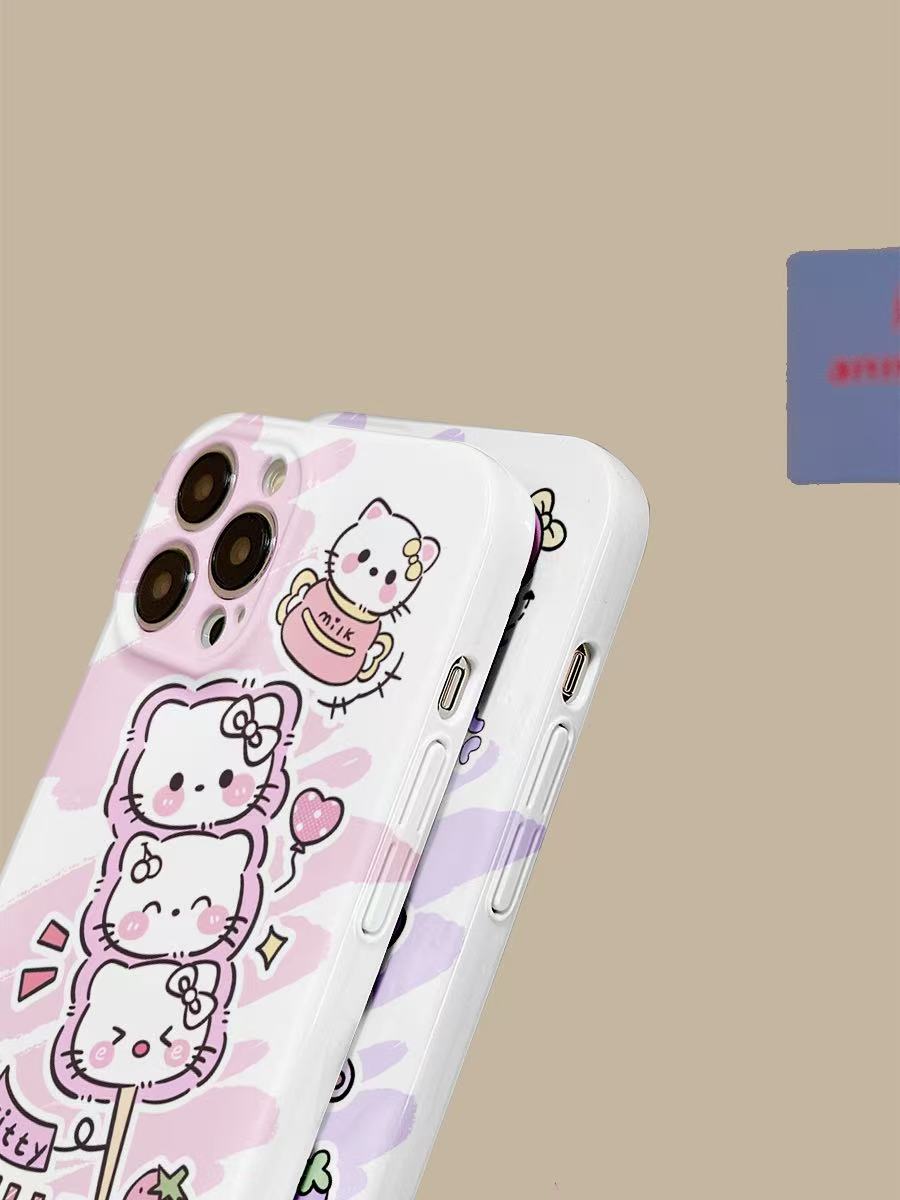 スマホケース ハローキティのつなぎテーマ  耐衝撃・防振性能に優れ、高級感あふれるスマホケースで、iPhone に対応
