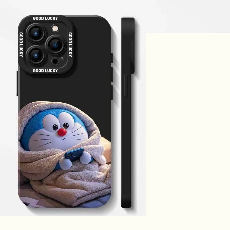 スマホケース  ふわふわのシリコーン素材と可愛いパジャマ姿のドラえもんテーマ、  耐衝撃・防振性能に優れ、高級感あふれるスマホケースで、iPhone に対応