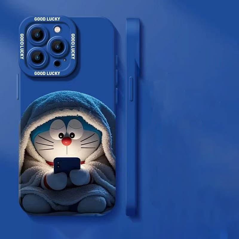 スマホケース  ふわふわのシリコーン素材と可愛いパジャマ姿のドラえもんテーマ、  耐衝撃・防振性能に優れ、高級感あふれるスマホケースで、iPhone に対応