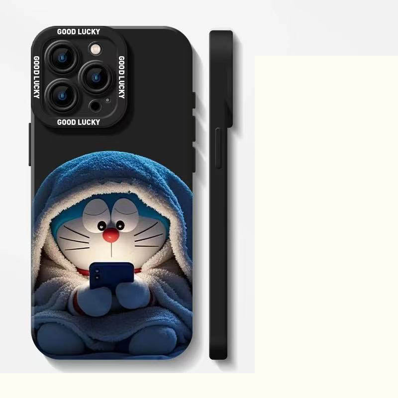 スマホケース  ふわふわのシリコーン素材と可愛いパジャマ姿のドラえもんテーマ、  耐衝撃・防振性能に優れ、高級感あふれるスマホケースで、iPhone に対応