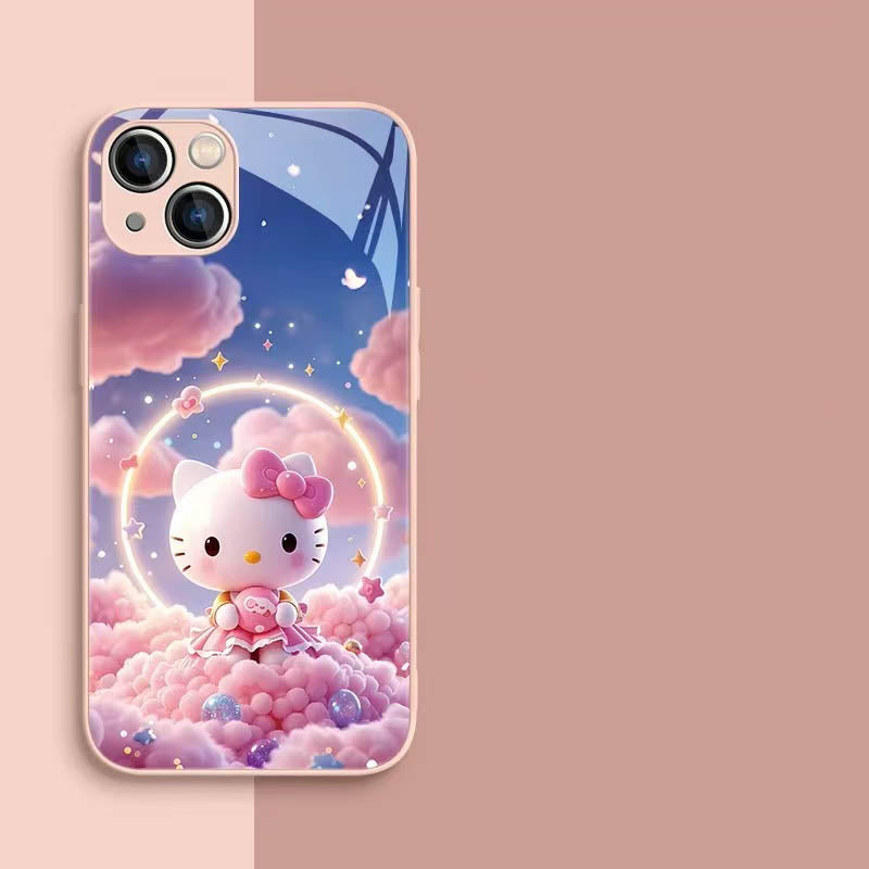 スマホケース  液状ガラス素材ハローキティテーマ、  耐衝撃・防振性能に優れ、高級感あふれるスマホケースで、iPhone に対応
