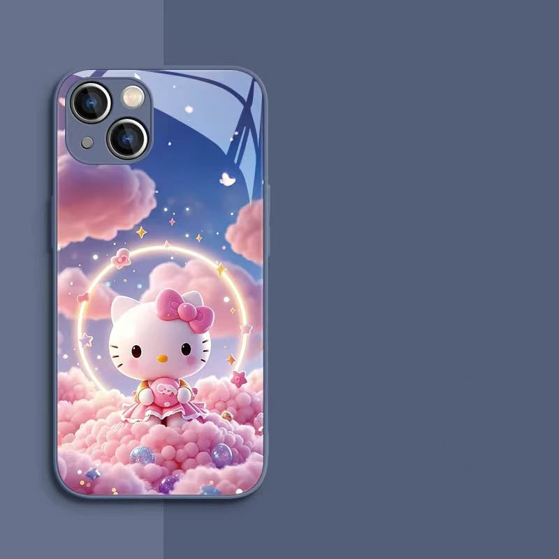 スマホケース  液状ガラス素材ハローキティテーマ、  耐衝撃・防振性能に優れ、高級感あふれるスマホケースで、iPhone に対応