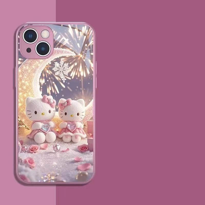 スマホケース  スイートなヘローキティテーマ、  耐衝撃・防振性能に優れ、高級感あふれるスマホケースで、iPhone に対応
