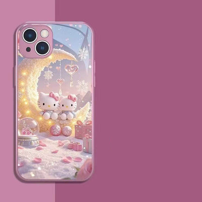 スマホケース  スイートなヘローキティテーマ、  耐衝撃・防振性能に優れ、高級感あふれるスマホケースで、iPhone に対応