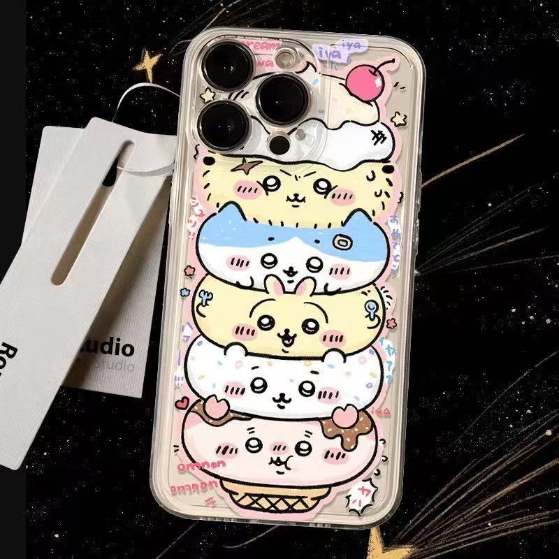 スマホケース  可愛いウサキがアイスクリームテーマ、  耐衝撃・防振性能に優れ、高級感あふれるスマホケースで、iPhone に対応