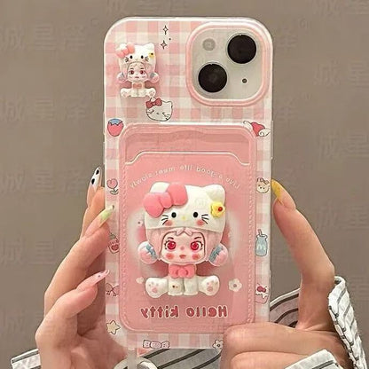スマホケース  ぬいぐるみ風ハローキティテーマ、  耐衝撃・防振性能に優れ、高級感あふれるスマホケースで、iPhone に対応