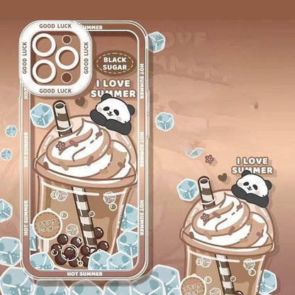 スマホケース  8 種の人気飲み物テーマ、夏の清涼感がポケットに！  耐衝撃・防振性能に優れ、高級感あふれるスマホケースで、iPhone に対応