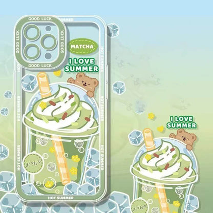 スマホケース  8 種の人気飲み物テーマ、夏の清涼感がポケットに！  耐衝撃・防振性能に優れ、高級感あふれるスマホケースで、iPhone に対応