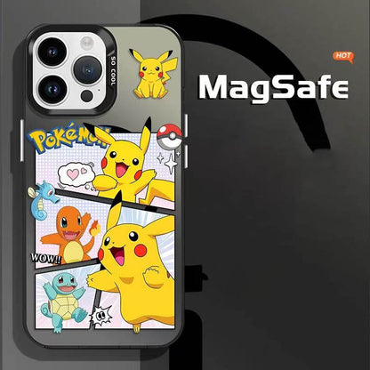 スマホケース  人気ポケモンたちが躍動するカートゥーンデザインのマグネットスマホケースが登場！ 耐衝撃・防振性能に優れ、高級感あふれるスマホケースで、iPhone に対応
