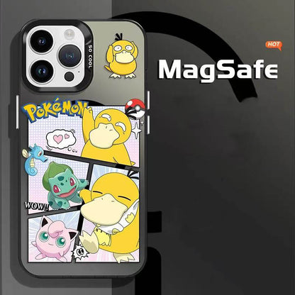 スマホケース  人気ポケモンたちが躍動するカートゥーンデザインのマグネットスマホケースが登場！ 耐衝撃・防振性能に優れ、高級感あふれるスマホケースで、iPhone に対応