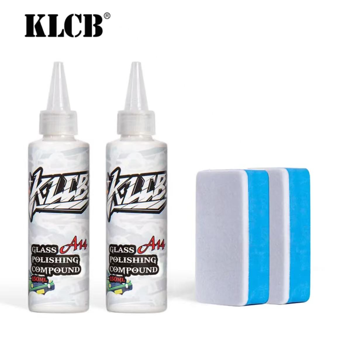 カー用品 KLCB A14 ガラス磨き コンパウンド (150ml) [酸化セリウム配合] ツイストキャップ 磨き用硬質スポンジ付